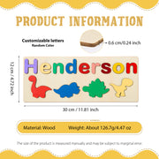Personalized Dinosaur Name Puzzle,Custom Wood Puzzle with Kids Name - Up to 9 Characters -Wooden Pegged Puzzles Educational Toy Gift for Kids