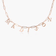 Letter Name Necklace on Paperclip Chain