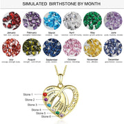 S925 Custom Names Six Colorful Birthstones Heart Shape Pendant Necklace
