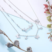 Layered Name Necklace with Butterflies