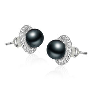 925 Sterling Silver Black Pearl Earrings