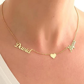 Two Name Necklace with Love Heart