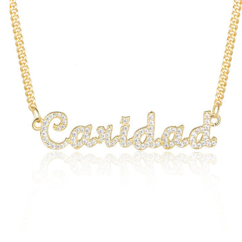 Ice Crystals Pave Name Necklace