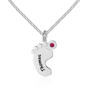 Custom Feet Necklace with Birthstone