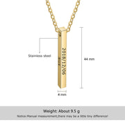 Personalized Sainless Steal Vertical Bar Necklace