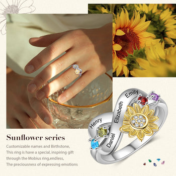 Rhodium Plated Sunflower Ring