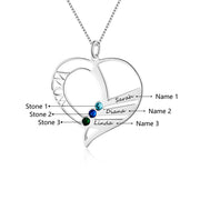 Custom Heart Shaped Name Necklace with Birthstones