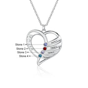 Custom Heart Shaped Name Necklace with Birthstones