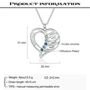 Custom Heart Shaped Name Necklace with Birthstones
