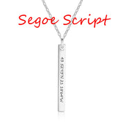 Personalized Rhodium Plated Nameplate Bar Necklace With 45CM Chain