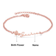 Custom Copper Birthflower Name Bracelet