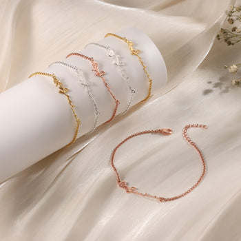 Custom Copper Birthflower Name Bracelet