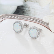 Fashion 925 Sterling Silver Opal Earrings