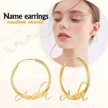Personalized Rhodium Plated Name Earrings