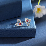 Engraved S925 Silver Heart Earrings