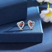 Engraved S925 Silver Heart Earrings