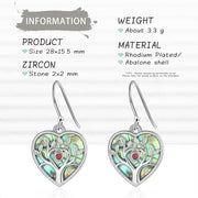 Personalized Rhodium Plated Tree Heart Shape Earrings
