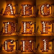 Personalized Letter Night Light Custom Name Moon and Star Family Wall Light