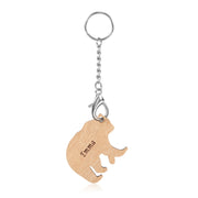 Wooden card Polar bear and Personalized Name Keyring with texts