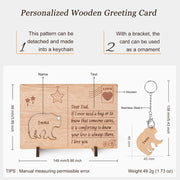 Wooden card Polar bear and Personalized Name Keyring with texts