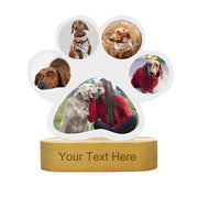 Personalized Dog Paw Lamp, Custom 5 Photo and Text Acrylic Night Light