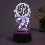 Dream Catcher Lamp Personalized Name Colorful Bedside Night Light