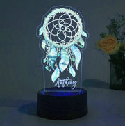 Dream Catcher Lamp Personalized Name Colorful Bedside Night Light