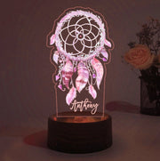 Dream Catcher Lamp Personalized Name Colorful Bedside Night Light