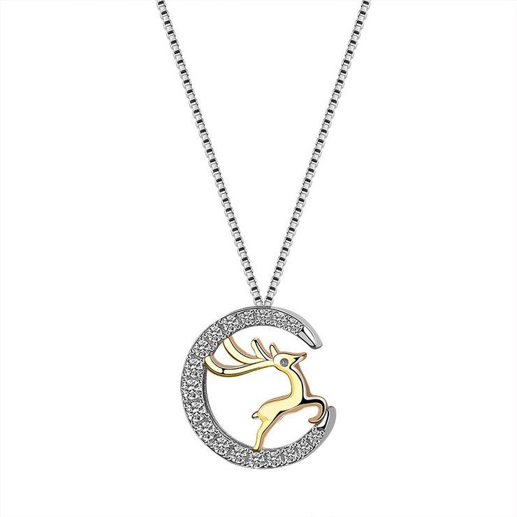 925 Sterling Silver Elk Necklace