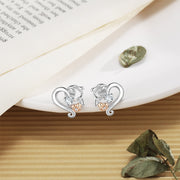 Copper Jewelry Set Flower Heart Shape Necklace and CZ Stud Earring