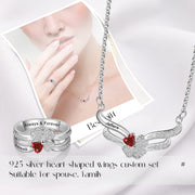 Engraved S925 Silver Jewelry Set with Clover Necklace CZ Ring