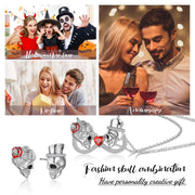 Persomalized Skull Jewelry Set with Skull Necklace Earrings