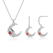 Personalized Skull Moon Jewelry Set with Necklace