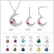 Personalized Skull Moon Jewelry Set with Necklace