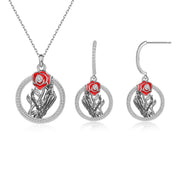 Halloween Design Jewelry Set Rose Flower  Necklace with Earrings