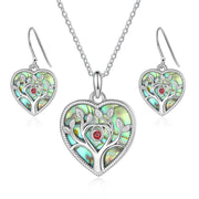Personalized Rhodium Plated Heart Shape Tree Jewelry Set
