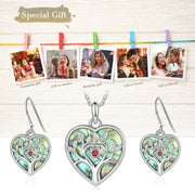 Personalized Rhodium Plated Heart Shape Tree Jewelry Set