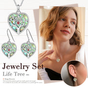 Personalized Rhodium Plated Heart Shape Tree Jewelry Set