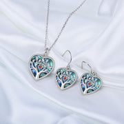 Personalized Rhodium Plated Heart Shape Tree Jewelry Set