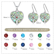 Personalized Rhodium Plated Heart Shape Tree Jewelry Set