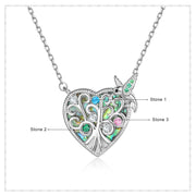 Rhodium Plated Bird and Tree Heart Shape Jewelry Set