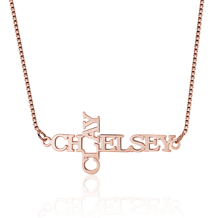 Cross Double Name Necklace