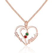 Custom Heart Shaped Birthstone Name Necklace