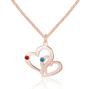 Double Heart Birthstone Name Necklace