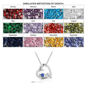 S925 Engraved Names Birthstone Heart Shape Penant Necklace with Love Letter