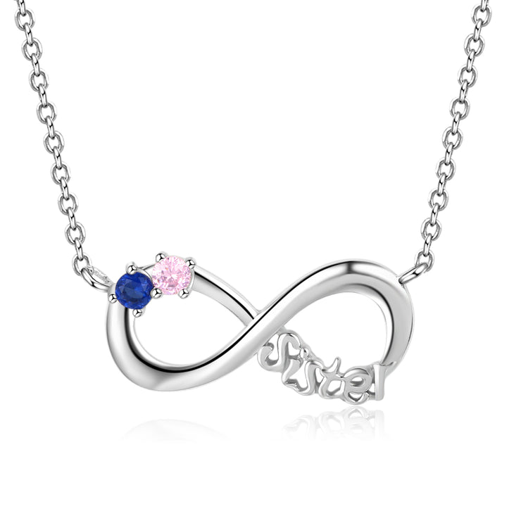 Birthstone Sterling Silver Necklace(With 45CM Chain)