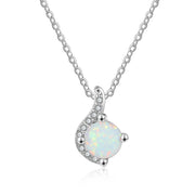 Fashion 925 Sterling Silver Necklace with Simulated Opal