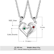 2 Pieces/Set Half Heart Pendant Chain Necklace