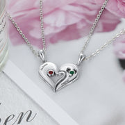 2 Pieces/Set Half Heart Pendant Chain Necklace