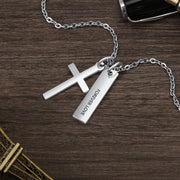 Stainless Steel Flat Cross Necklace Custom Name